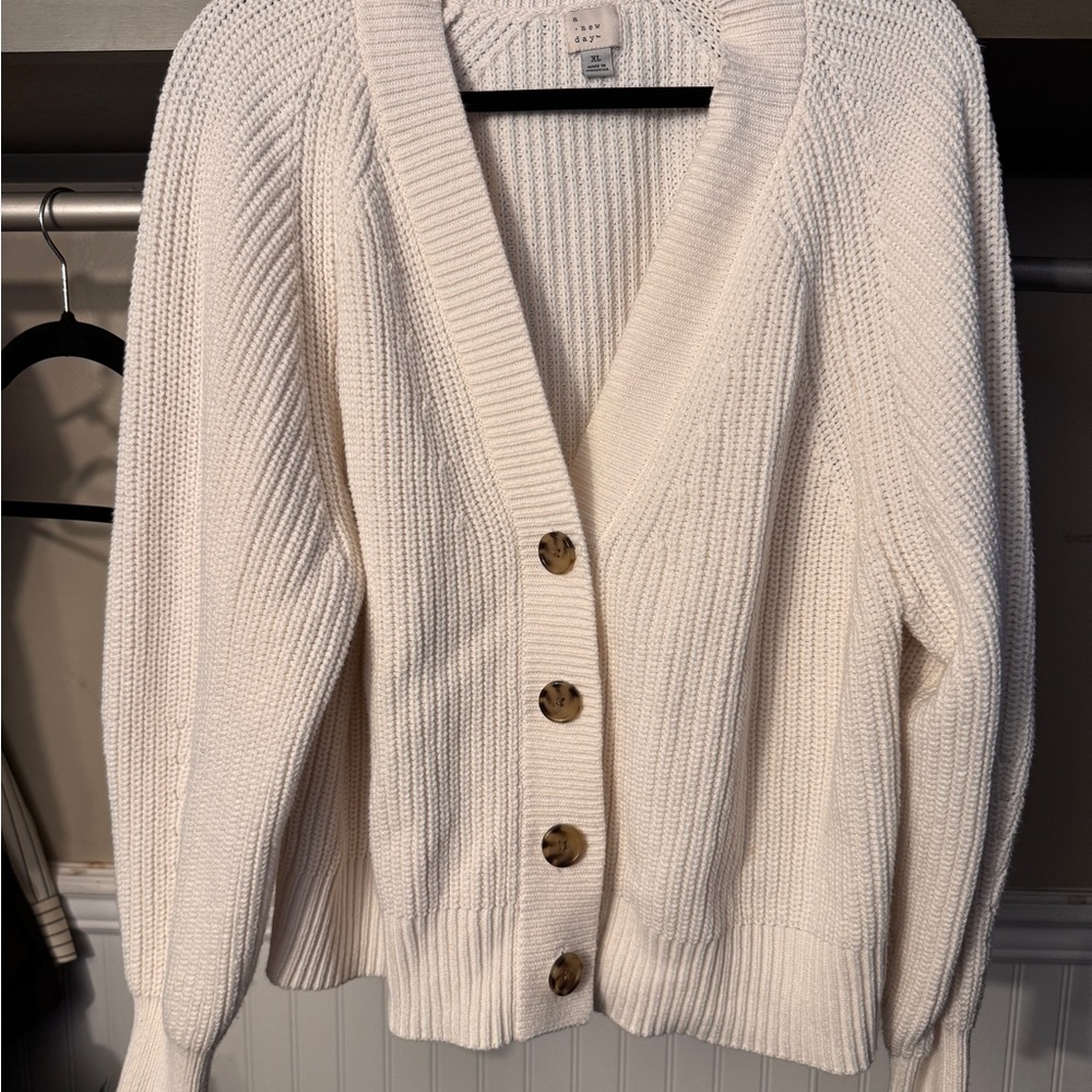 a new day Ivory Button-Front Knit Cardigan